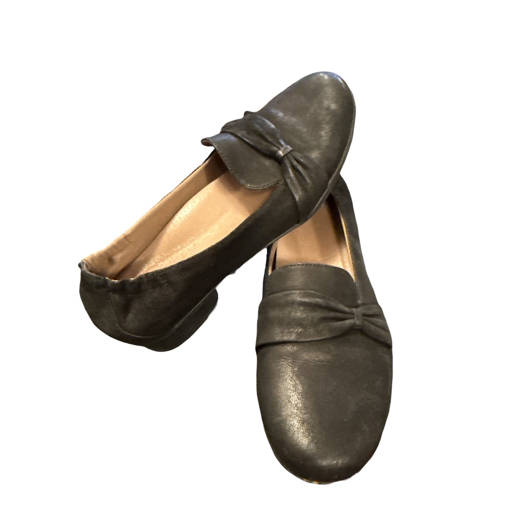 Dansko Loafers Womens 41 Black Leather Metallic Bow Flats 2724100200